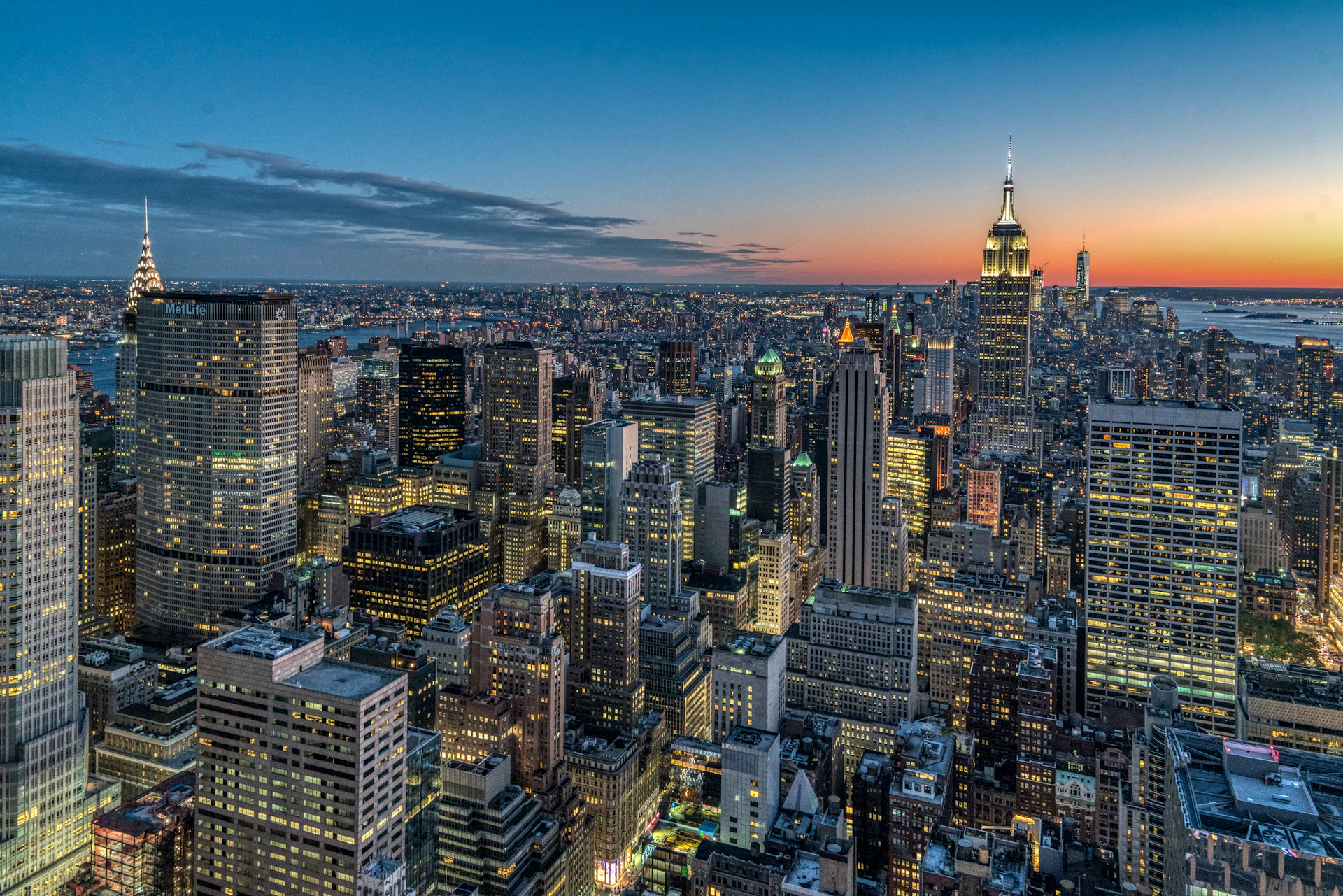 aerial view of city buildings during night time