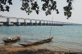 brown boat on shore during daytime