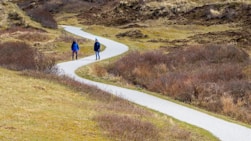 2 person walking on gray pathway during daytime