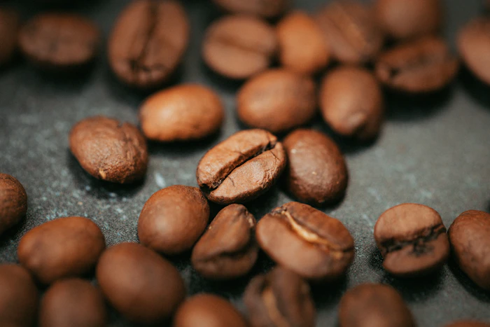 Roasted coffee beans macro shot
