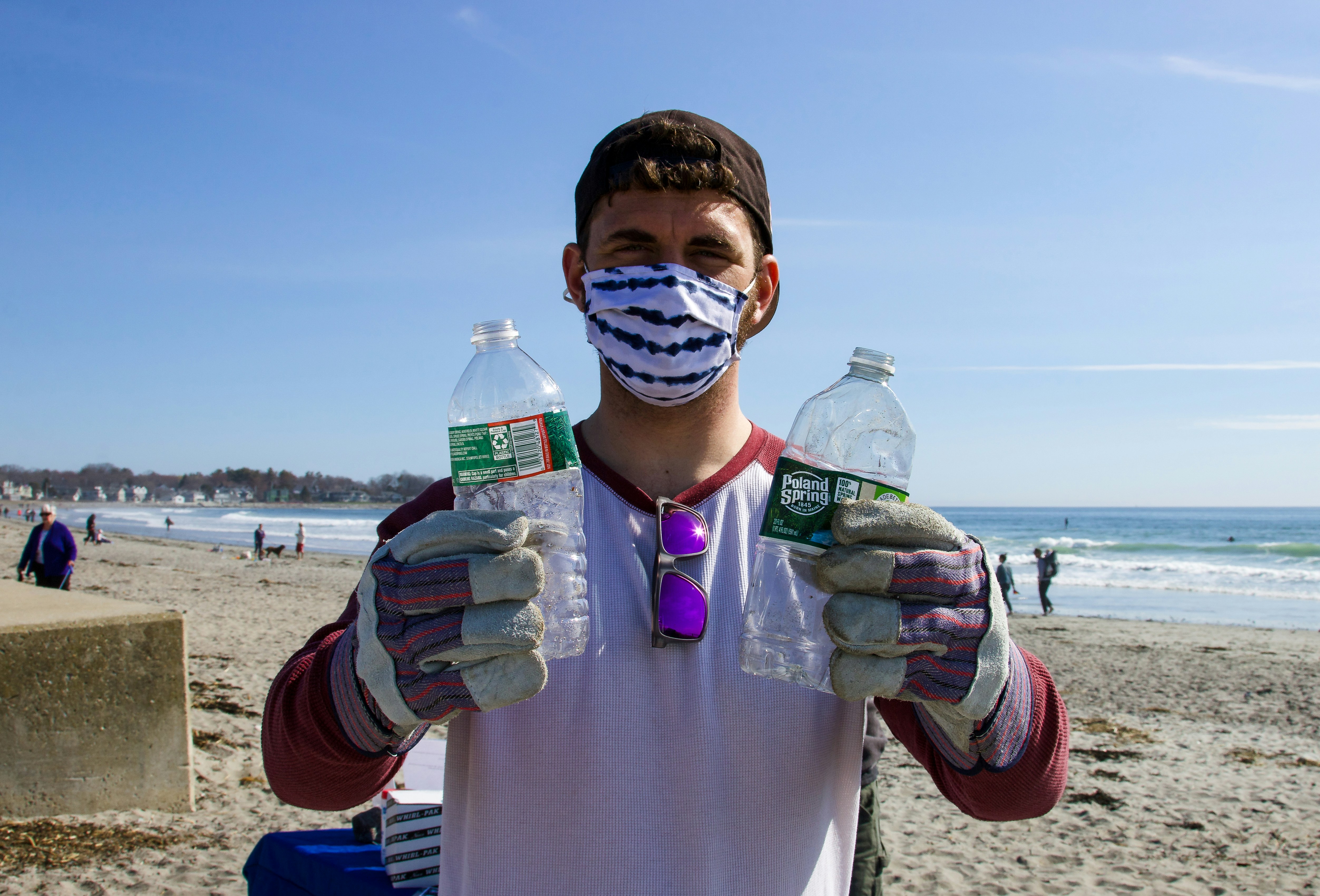 Plastic water bottles found during a beach cleanup