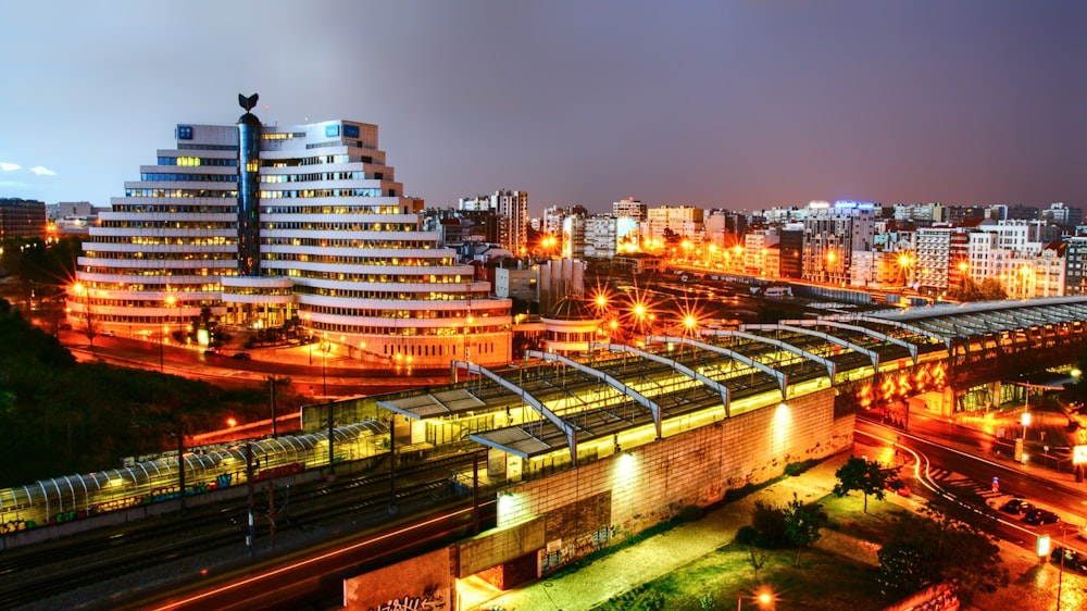 city buildings during night time