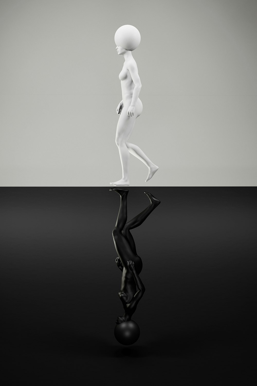 Figurine de femme blanche dansant sur une table noire