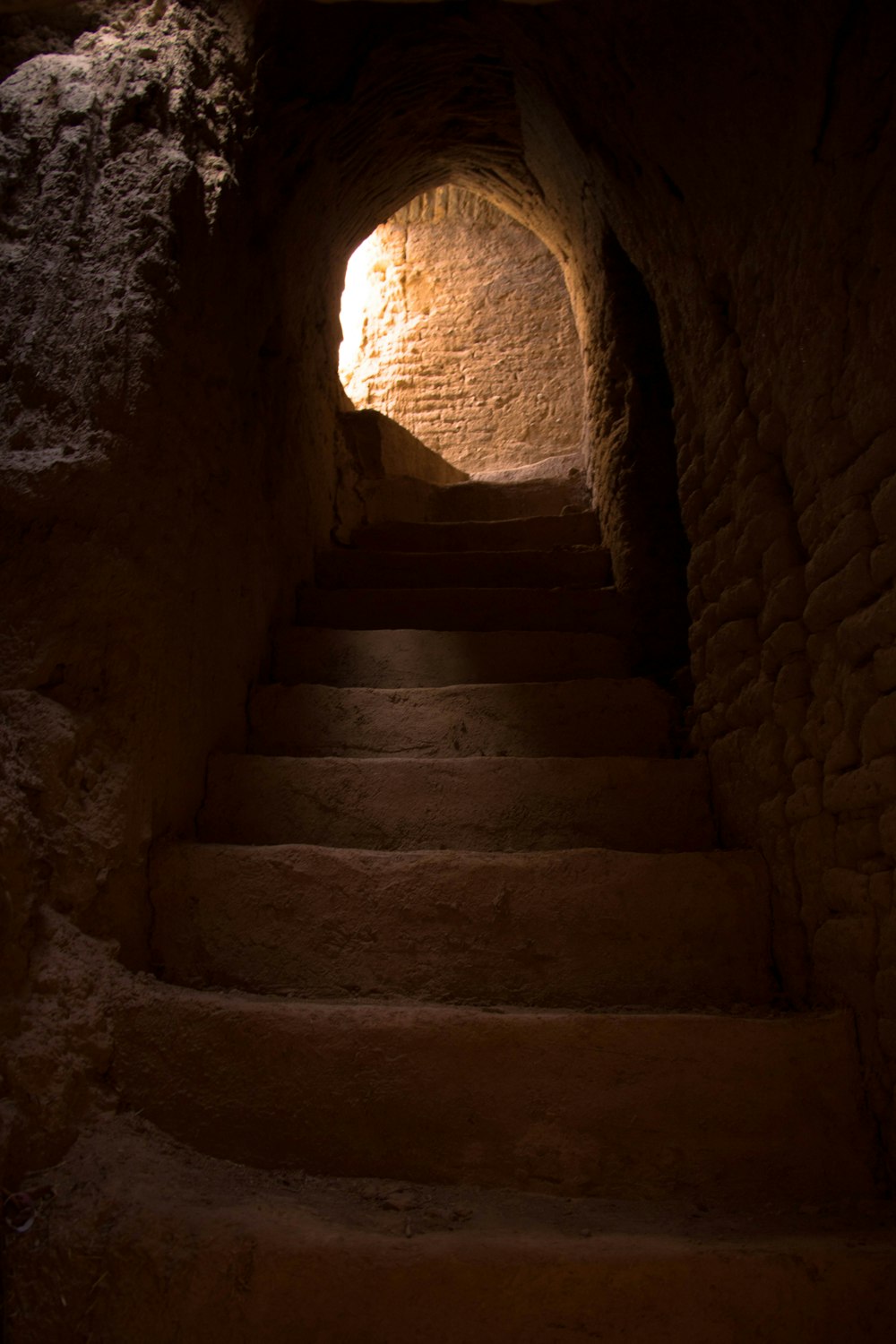 brown concrete stairs with no people