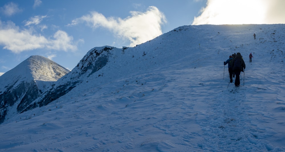 昼間は白い雲の下の雪山