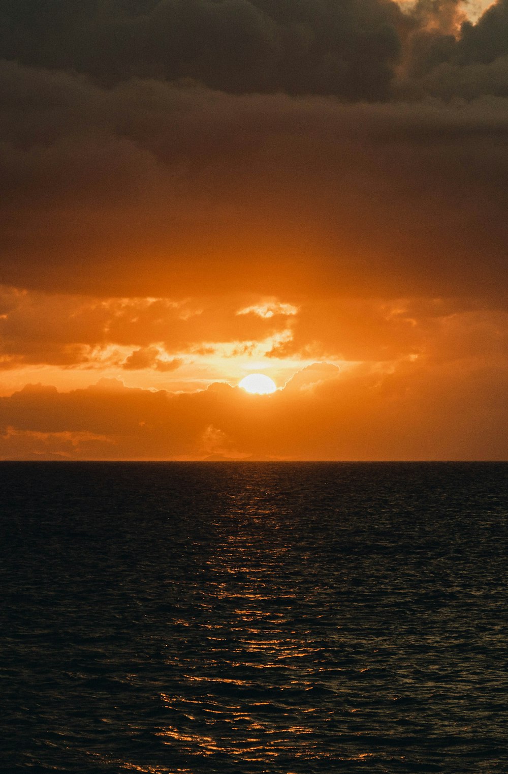 body of water during sunset