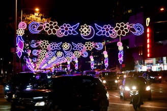 cars on road during night time