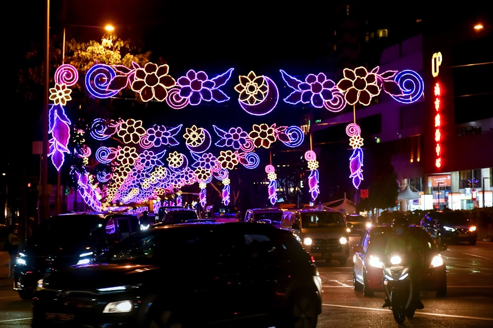 cars on road during night time