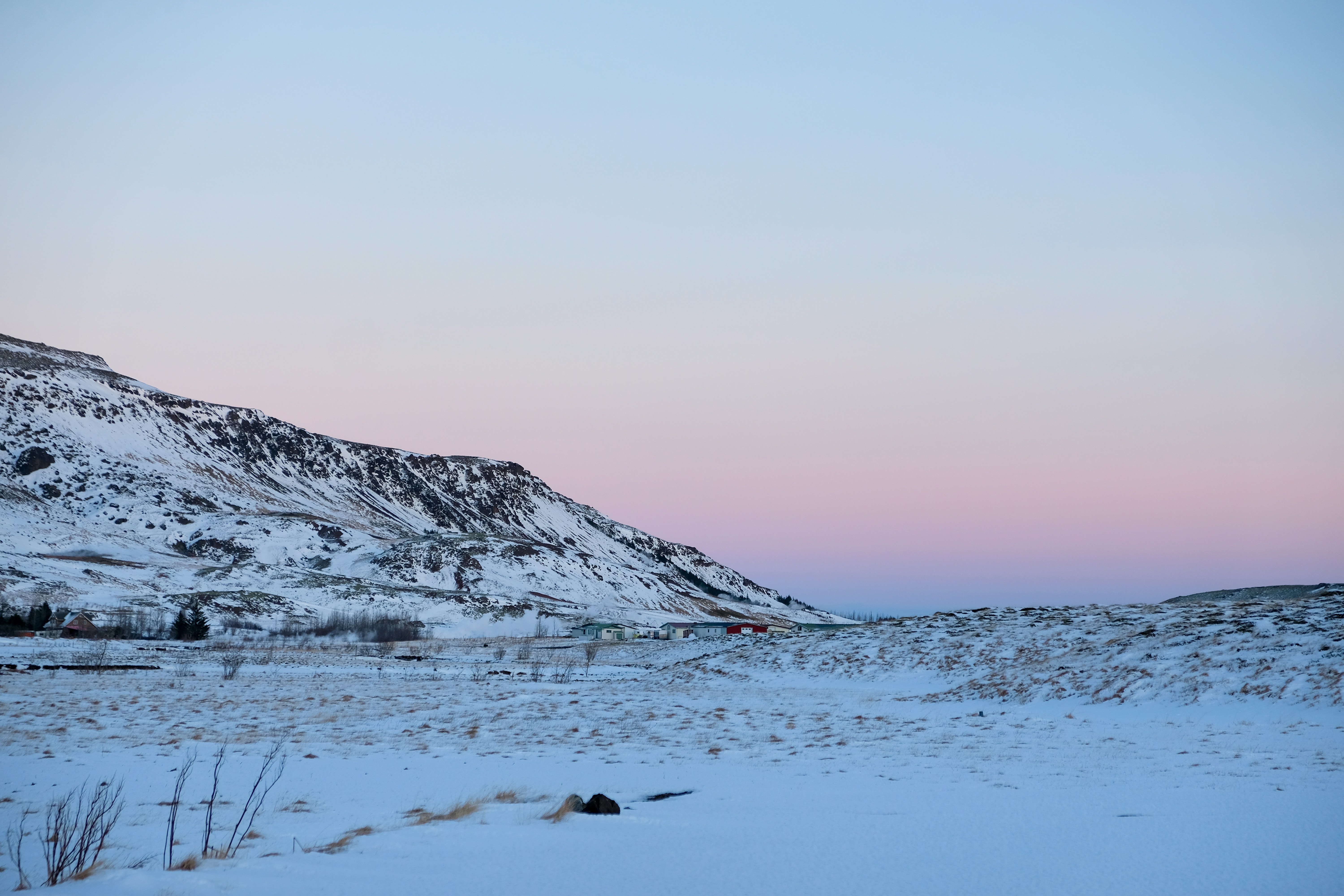 snow covered mountain during daytime, Winter landscape in Iceland