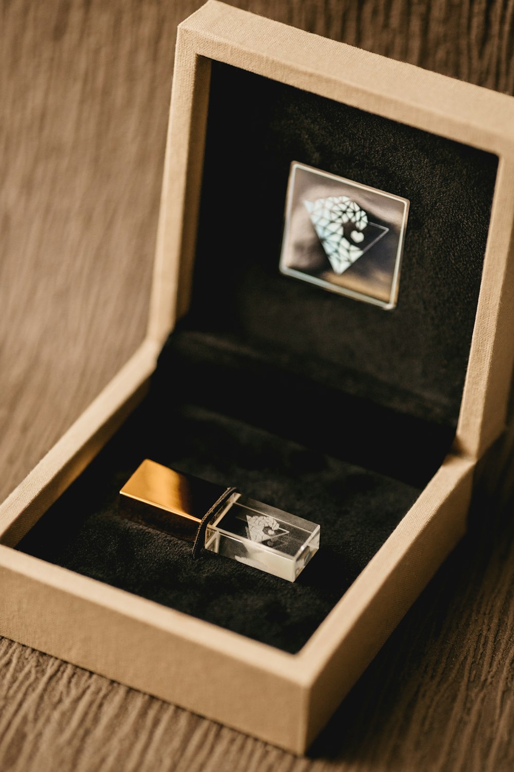 silver diamond ring in box