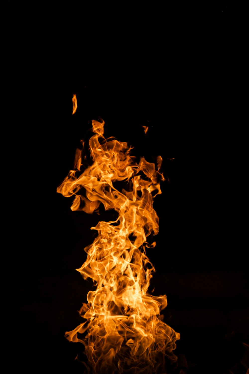 yellow fire in black background