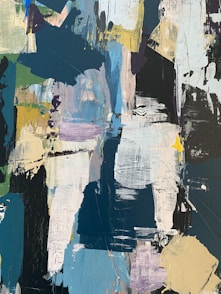 blue white and yellow abstract painting