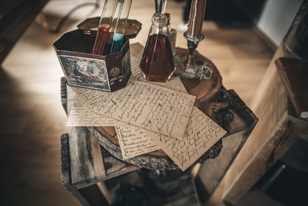 brown wooden frame on brown wooden table