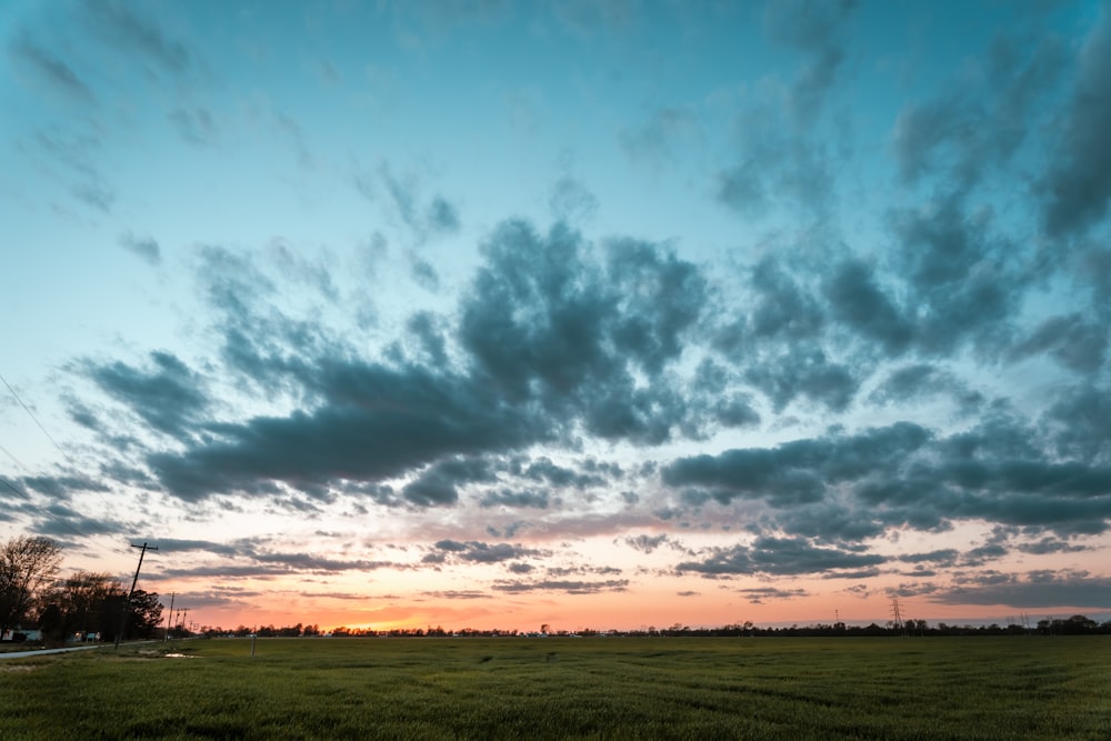 Campo de hierba verde bajo el cielo azul durante el día