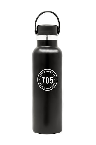 white and black vacuum flask