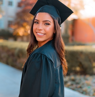 woman in blue academic dress