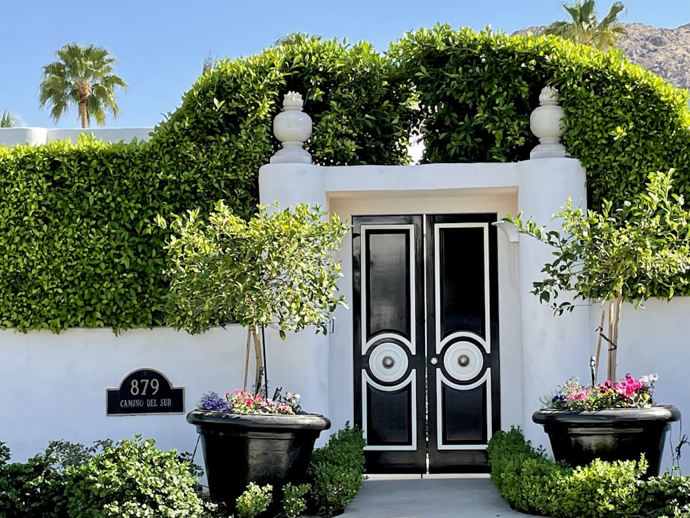 white and black wooden door