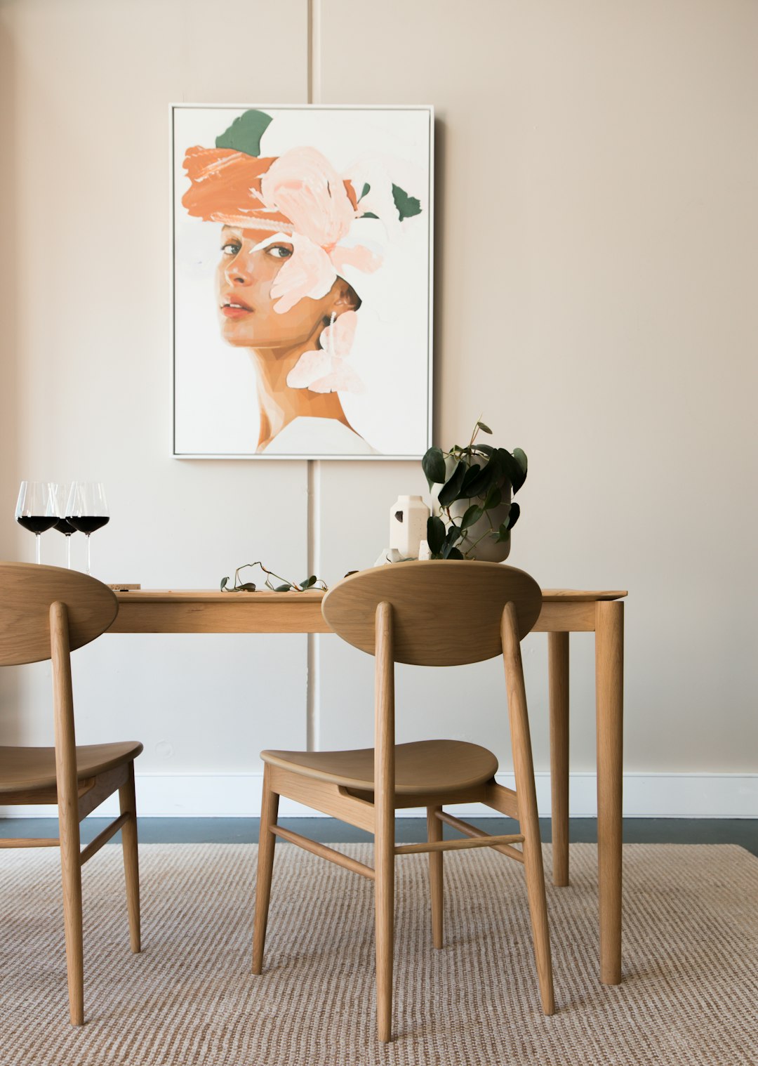 brown wooden table with chairs