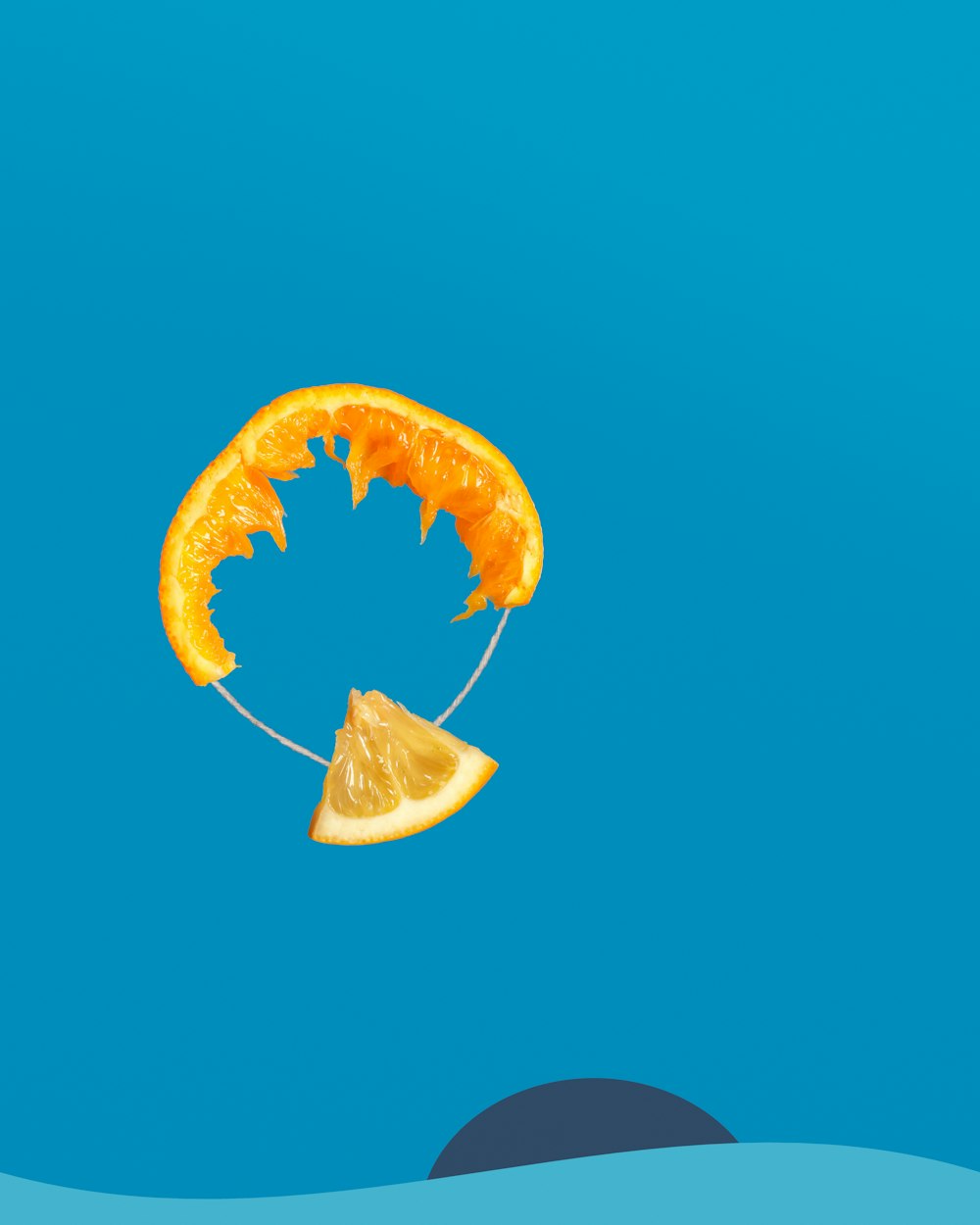 yellow fruit with blue background