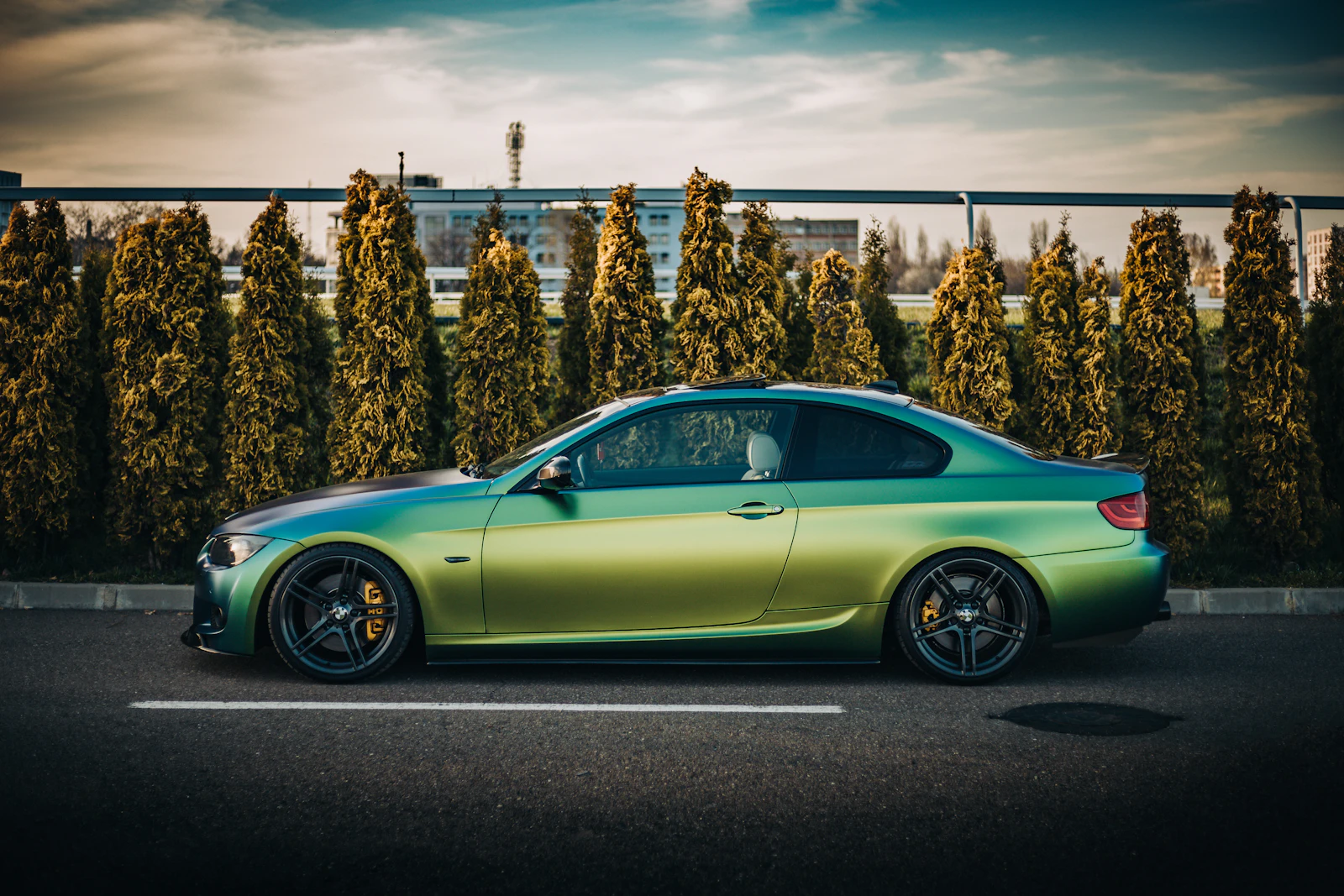 Green Porsche 911 with pristine paintwork
