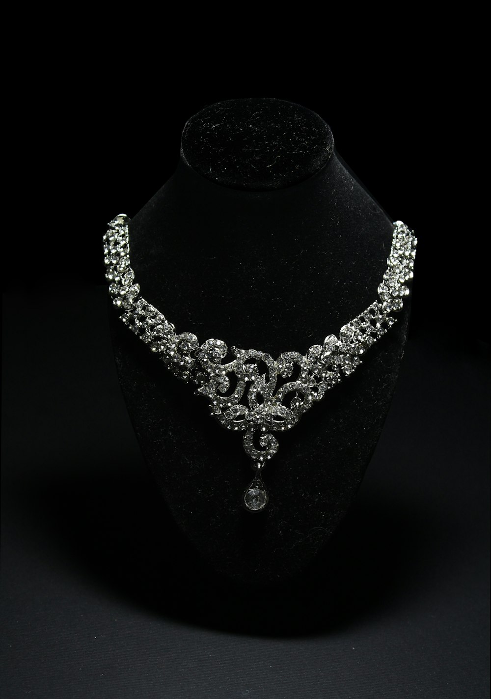 silver and diamond studded necklace