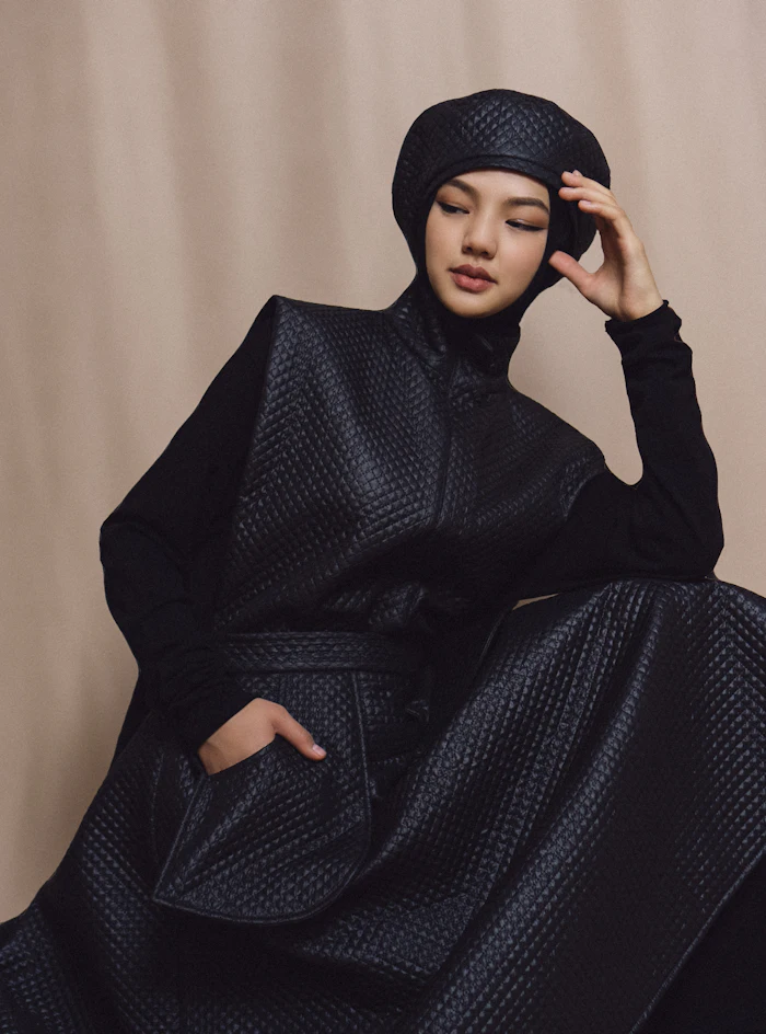 Black bishop-sleeve dress