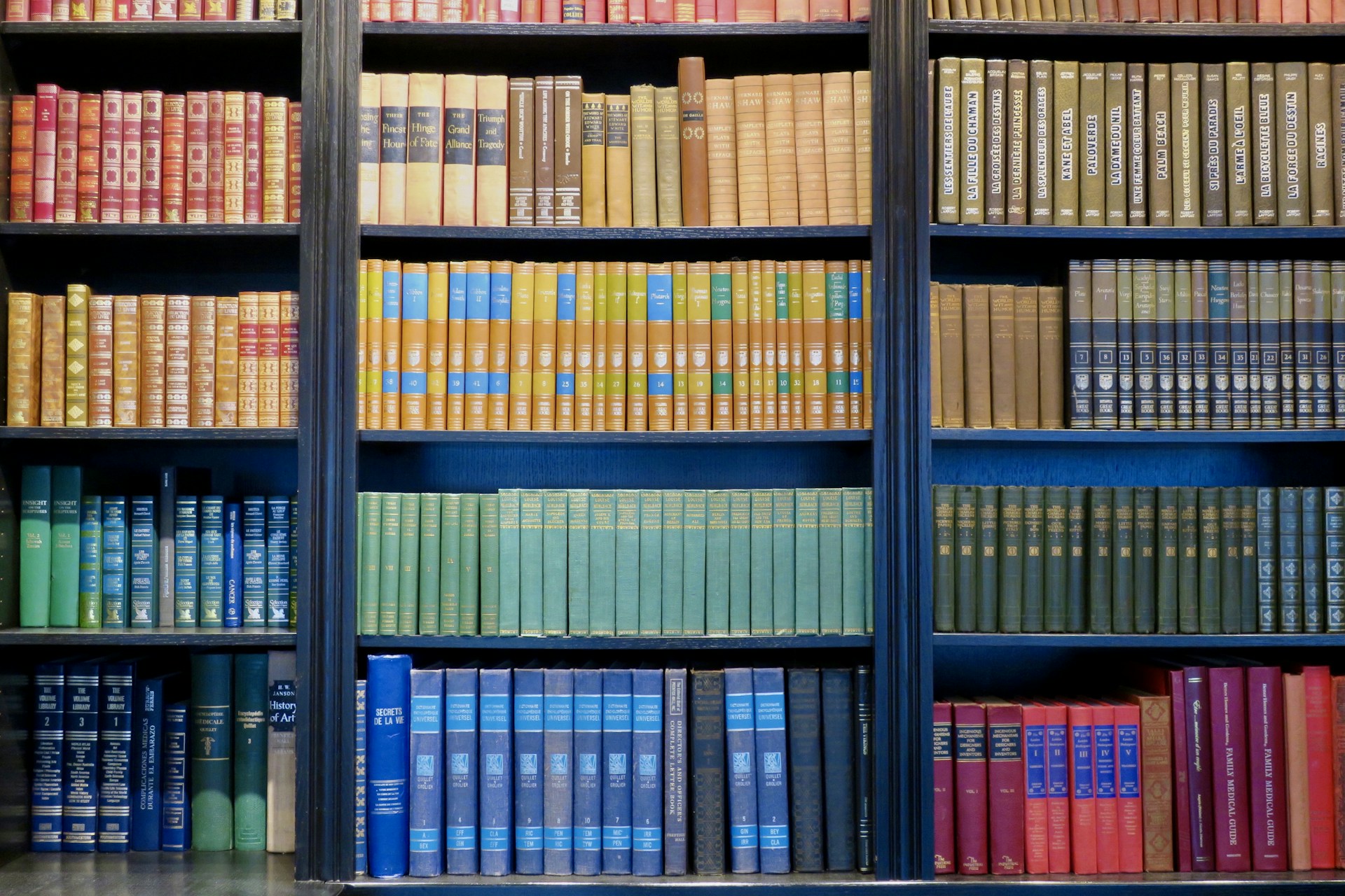 books on shelves in room