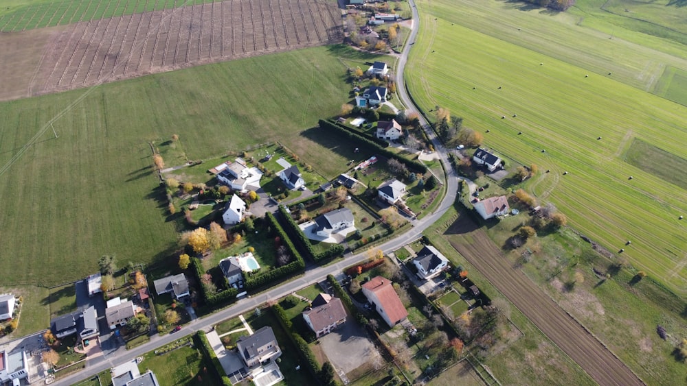 aerial view of green grass field