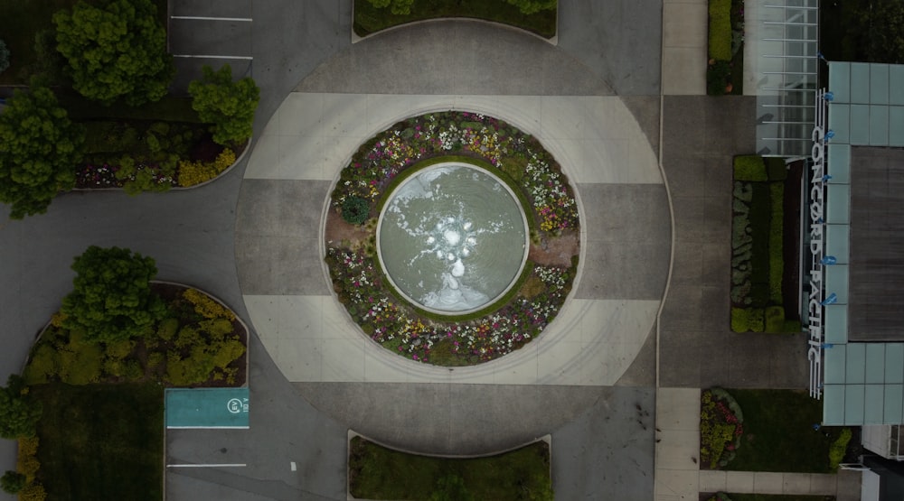 round white and blue floral ceramic round table