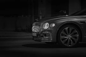 grayscale photo of mercedes benz car
