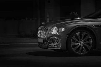 grayscale photo of mercedes benz car