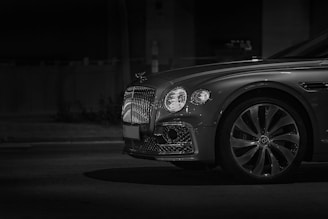 grayscale photo of mercedes benz car