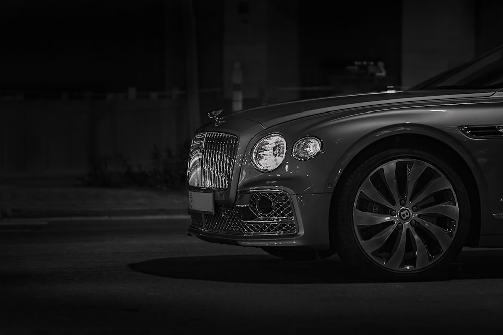 grayscale photo of mercedes benz car