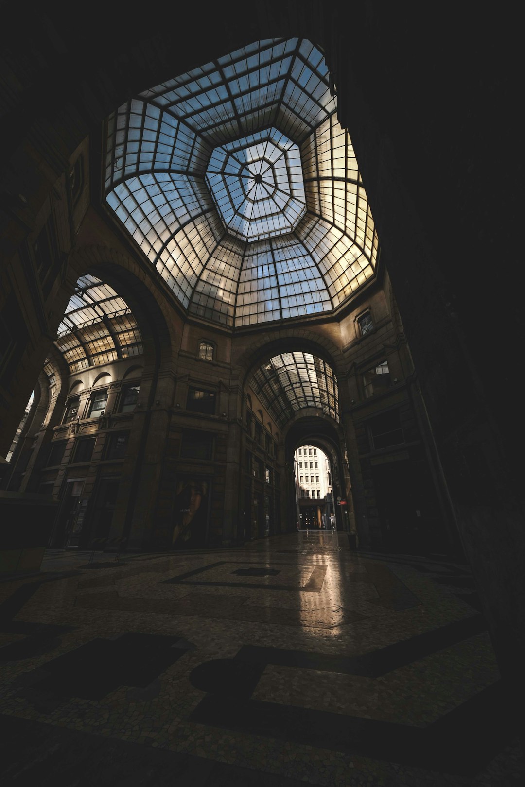 black and white glass dome building