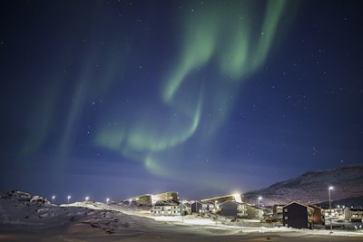 Greenland dating sites — colorful houses under evening sky