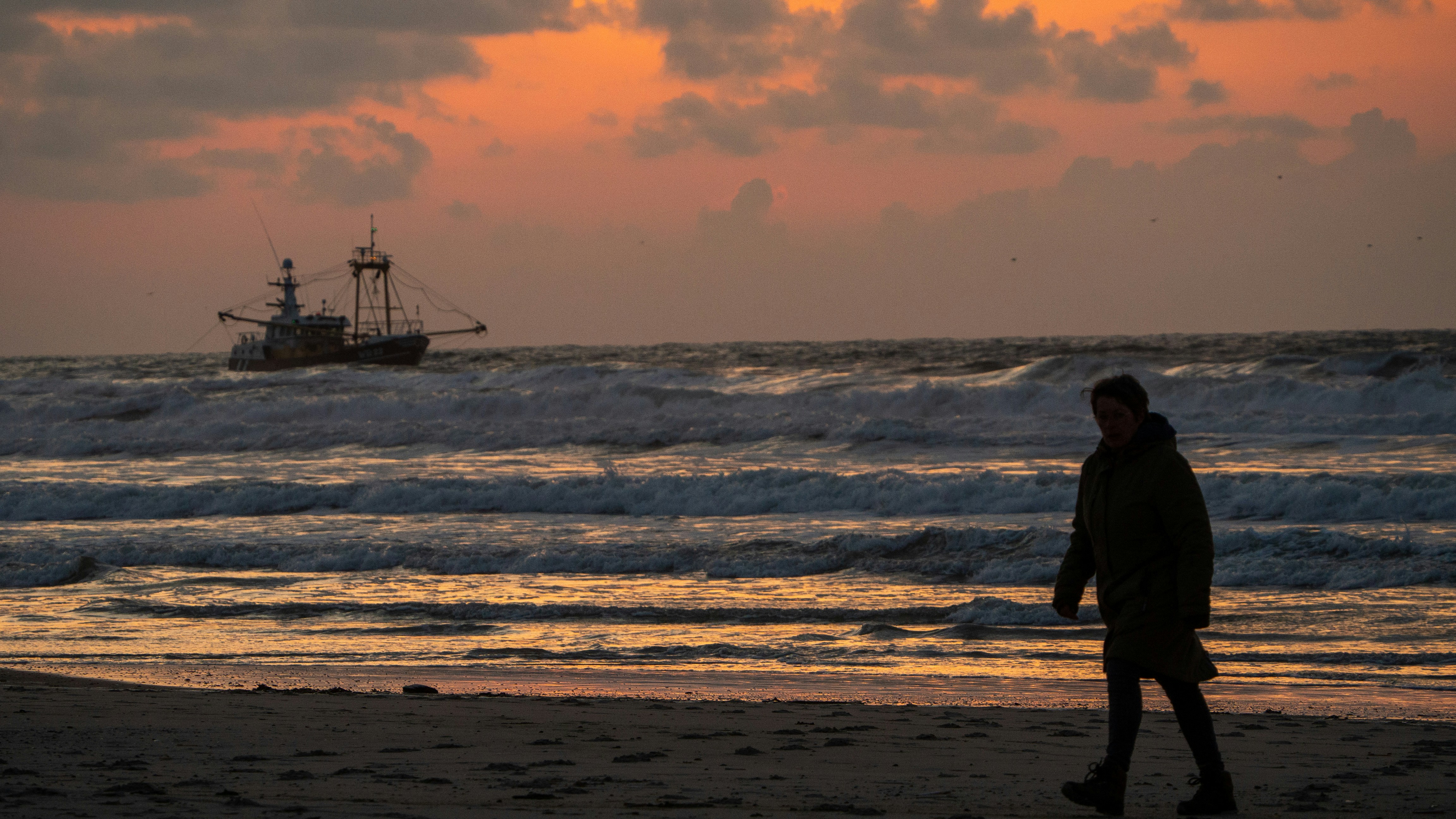 silhouette of man standing on beach during sunset
