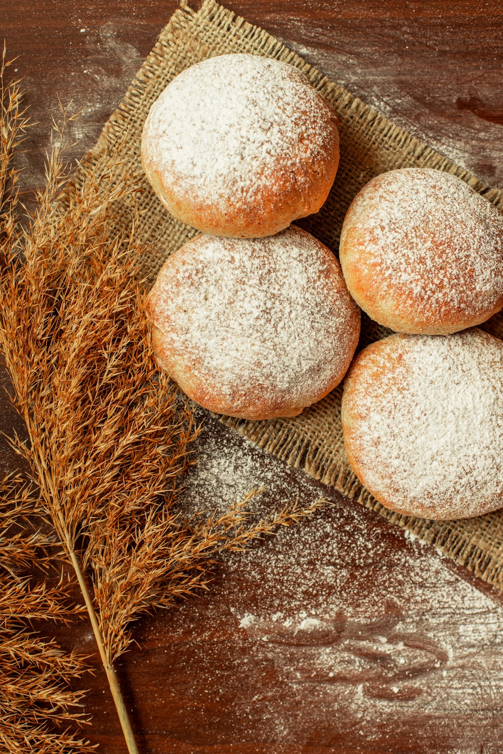 brown and white round bread