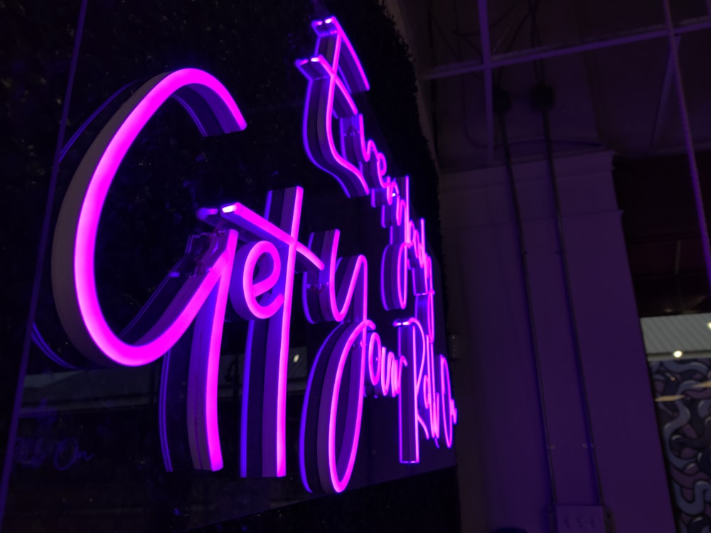 purple and pink love neon light signage