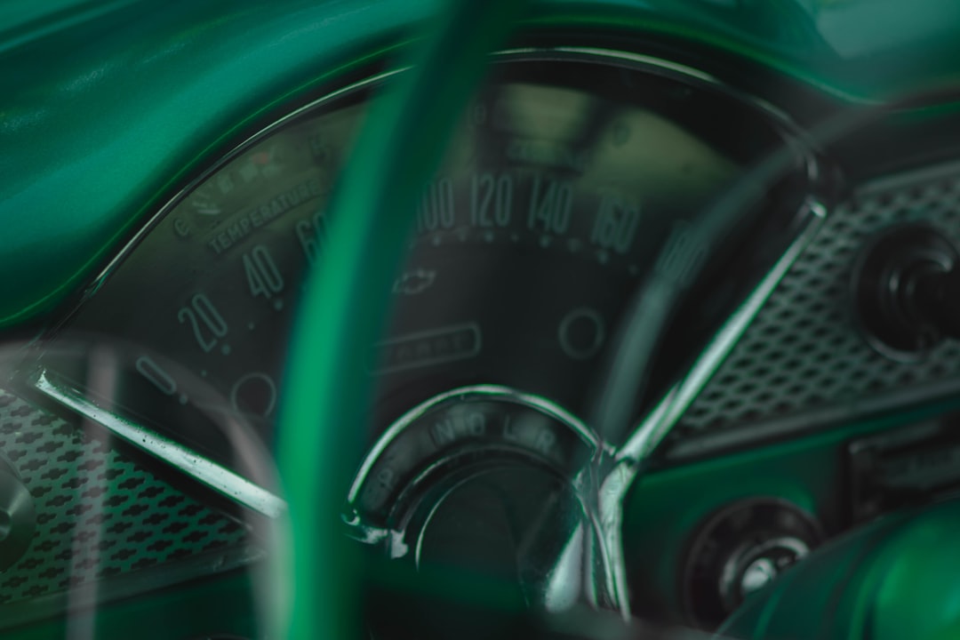 green and black steering wheel