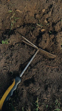 Close-up of soil sampling tools being used during a site investigation.