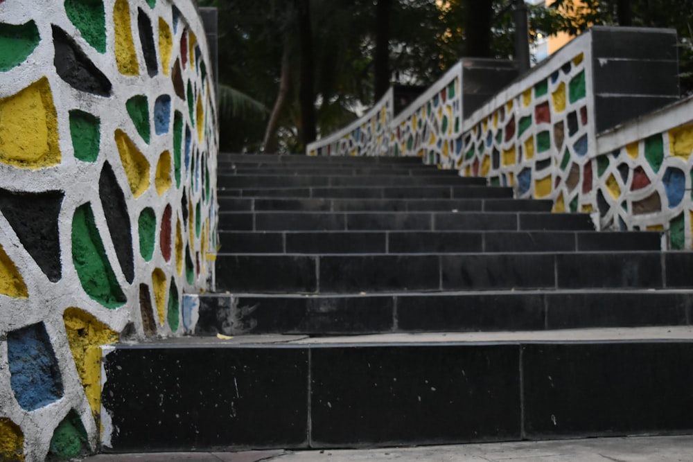 black and white concrete staircase