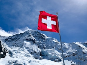 Snow-capped peaks of the Swiss Alps under a clear blue sky, inviting adventure.