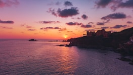 A picturesque sunset over the Caribbean Sea.