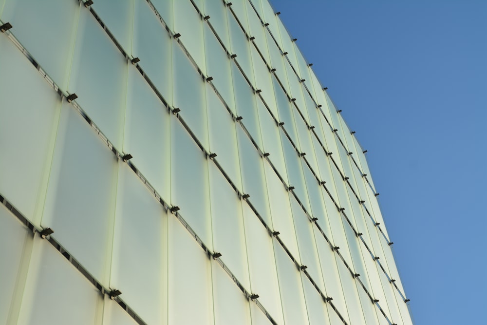 white and blue glass building