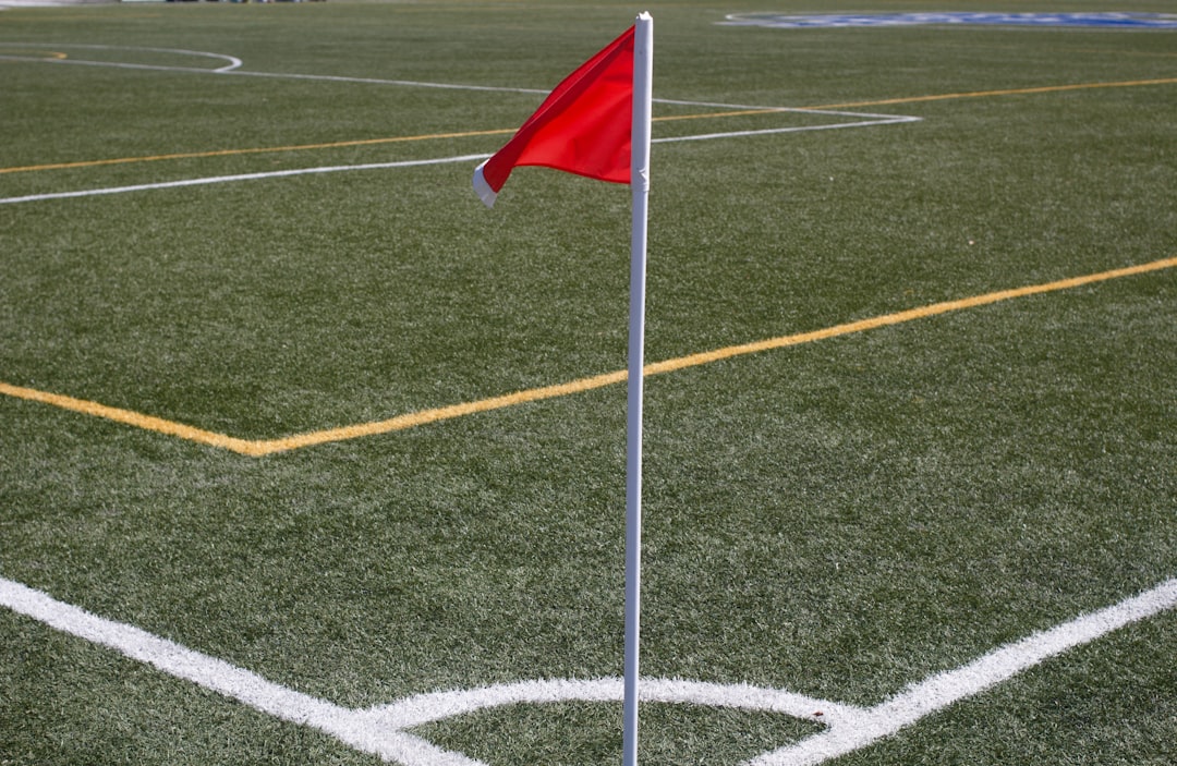 white and red flag on green field during daytime