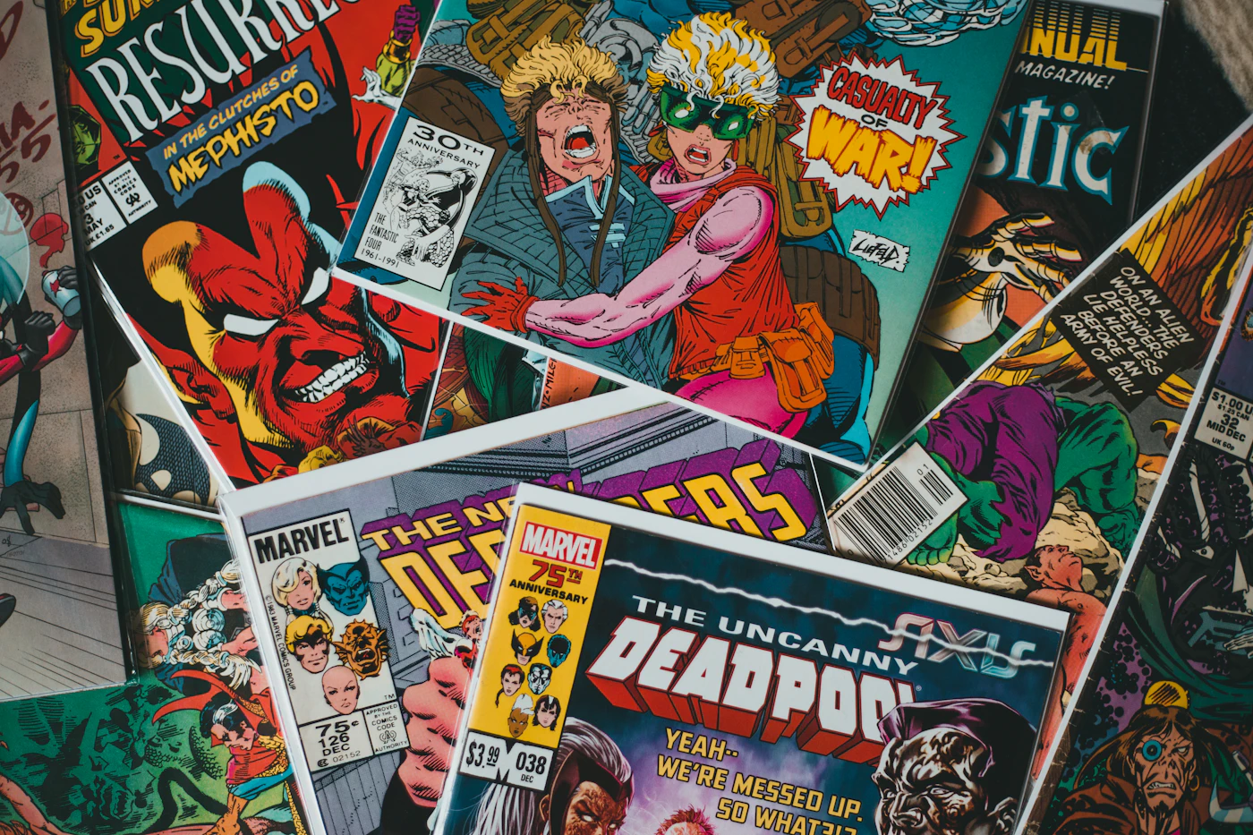 Close view of comic cover illustration and title lettering
