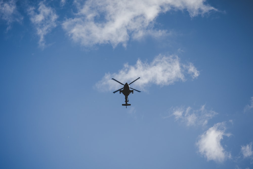 black airplane in mid air under blue sky during daytime