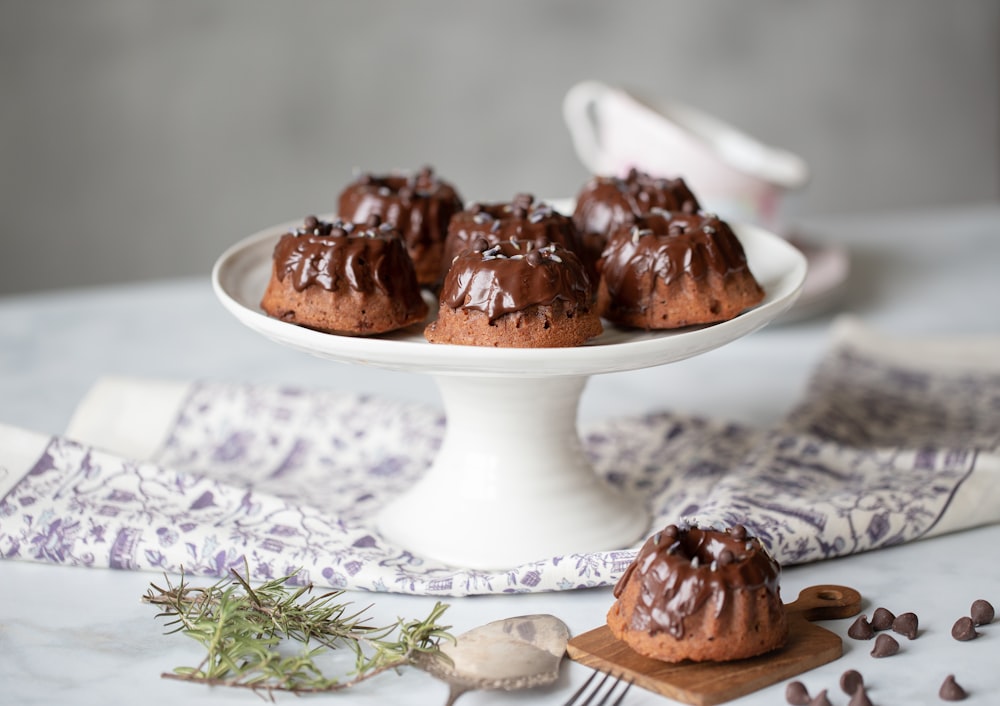 white ceramic bowl with chocolate ice cream