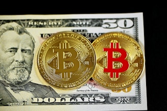 gold and red round coin