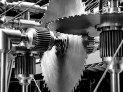 Abstract gears and code representing DevOps automation.